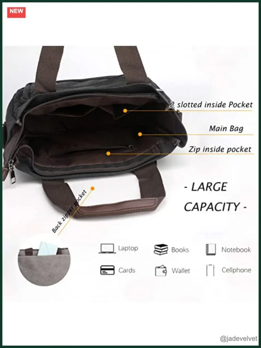 Canvas Casual Tote Bag Large Capacity Shoulder Crossbody Work Handbag